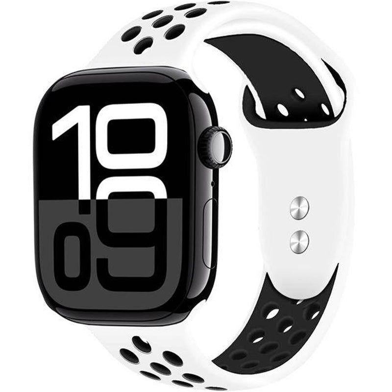 Armband für Apple Watch 49/46/45/44 mm, Crong Duo Sport, Weiß-Schwarz
