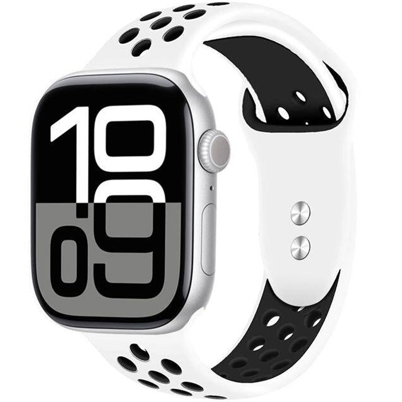 Armband für Apple Watch 49/46/45/44 mm, Crong Duo Sport, Weiß-Schwarz