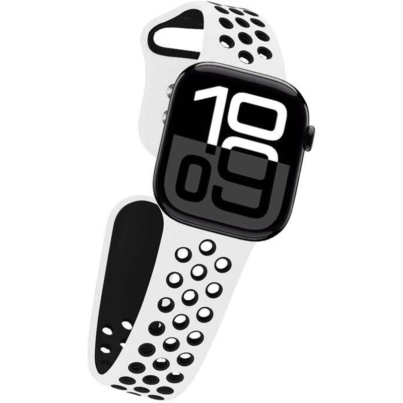 Armband für Apple Watch 49/46/45/44 mm, Crong Duo Sport, Weiß-Schwarz