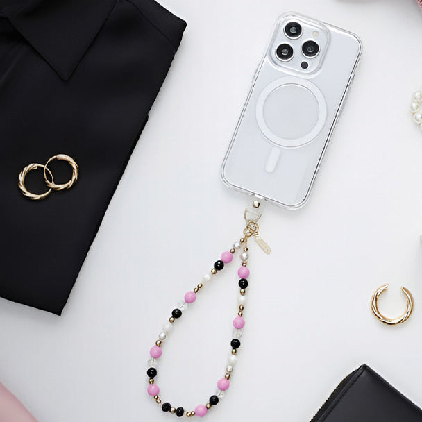 Universal-Handyband für das Handgelenk, Crong Phone Charm, Gold mit farbig Korallen