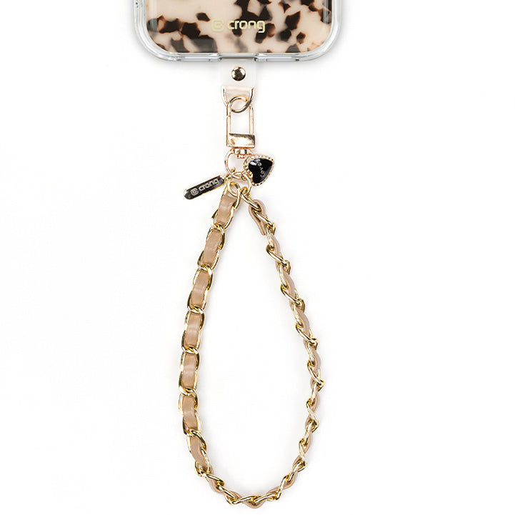 Universal-Handyband für das Handgelenk, Crong Phone Charm, Goldbeige