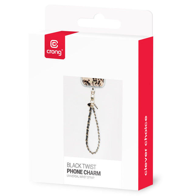 Universal-Handyband für das Handgelenk, Crong Phone Charm, Goldfarbene schwarze Kette