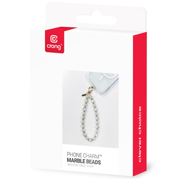 Universal-Handyband für das Handgelenk, Crong Phone Charm, Gold mit Marmorperlen