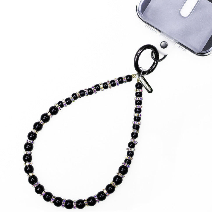 Universal-Handyband für das Handgelenk, Crong Phone Charm, schwarz mit Kristalle