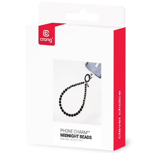 Universal-Handyband für das Handgelenk, Crong Phone Charm, schwarz mit Kristalle