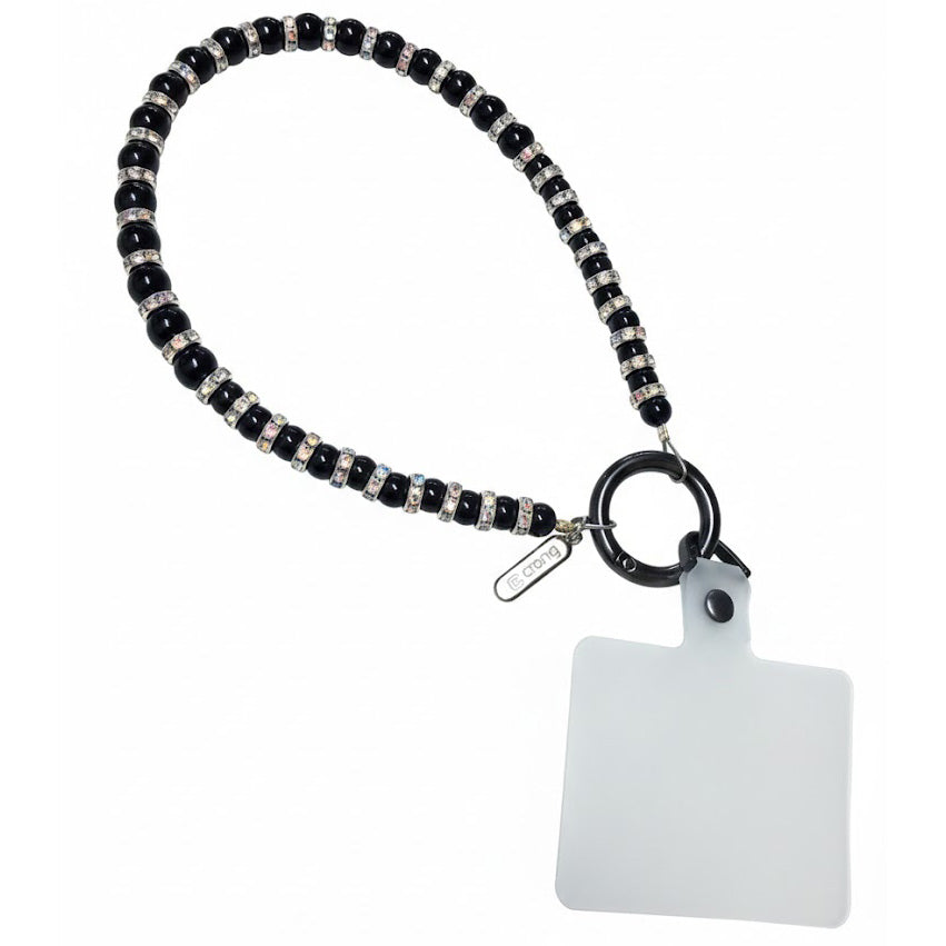 Universal-Handyband für das Handgelenk, Crong Phone Charm, schwarz mit Kristalle