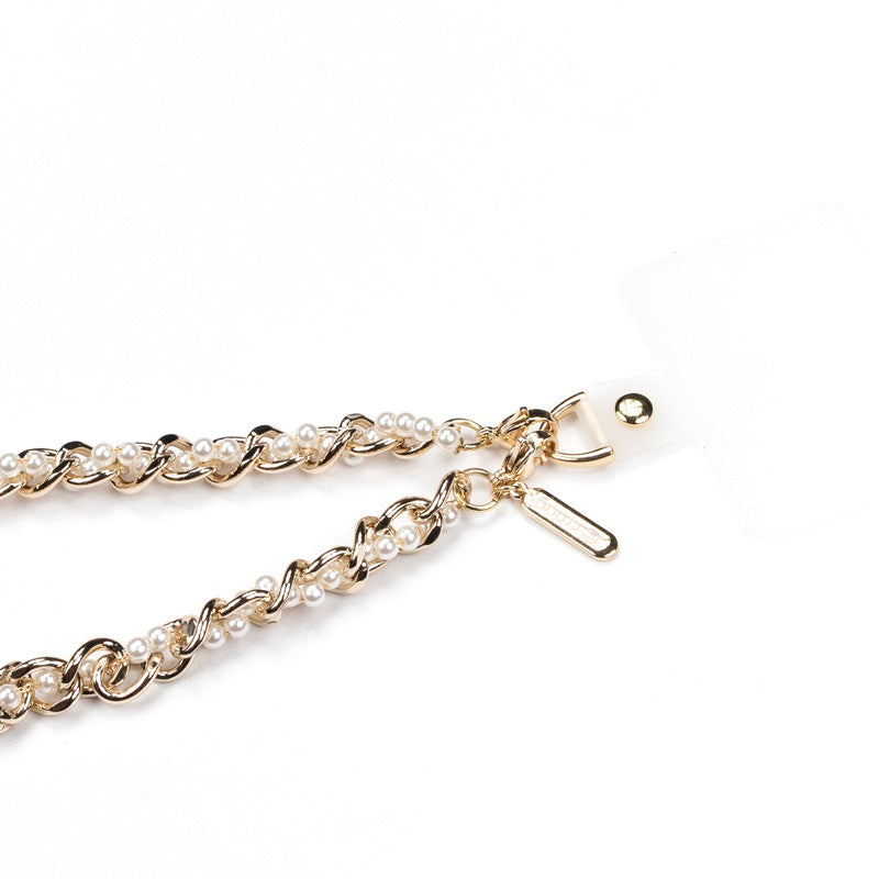 Universal-Handyband für das Handgelenk, Crong Phone Charm, eine Kette mit white pearls
