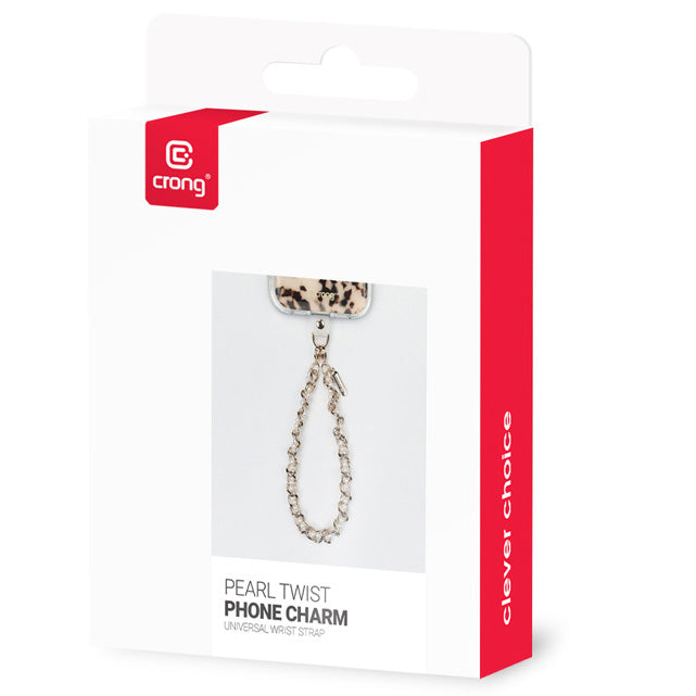 Universal-Handyband für das Handgelenk, Crong Phone Charm, eine Kette mit white pearls