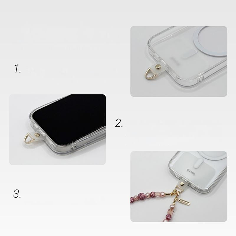 Universal-Handyband für das Handgelenk, Crong Phone Charm, Gold mit transparenten Perlen