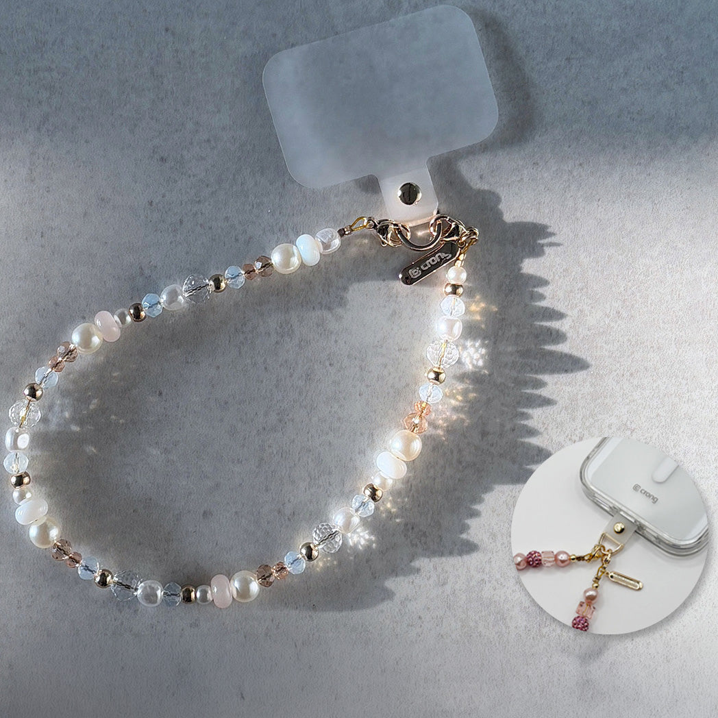 Universal-Handyband für das Handgelenk, Crong Phone Charm, Gold mit transparenten Verzierungen