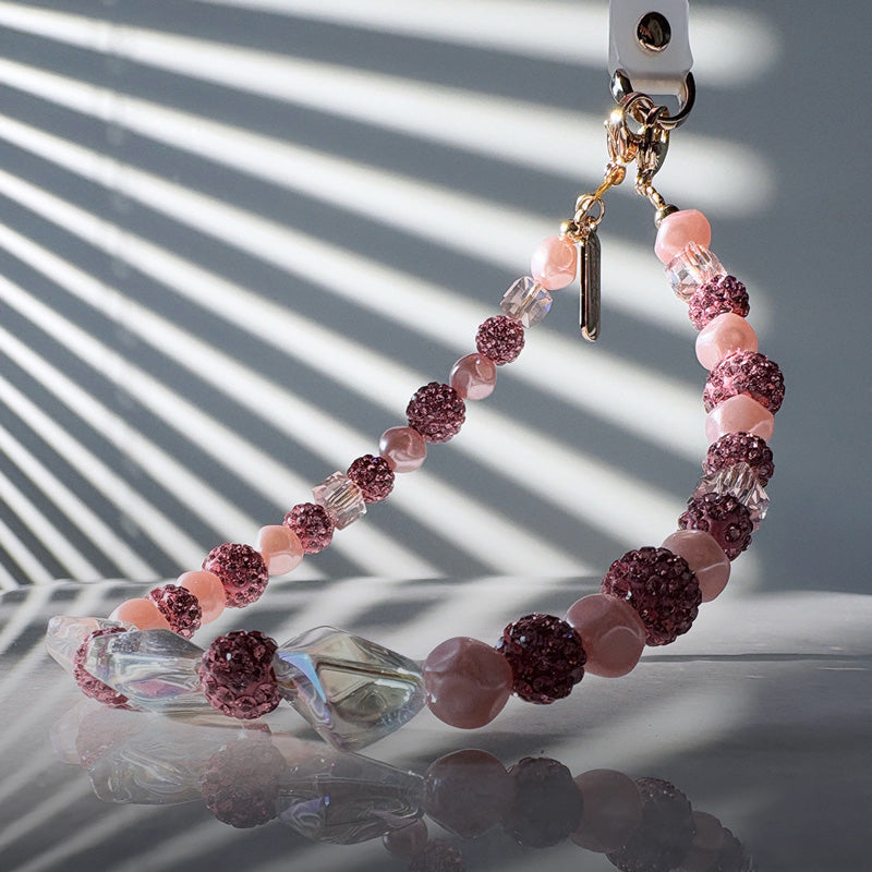 Universal-Handyband für das Handgelenk, Crong Phone Charm, rosa Perlen