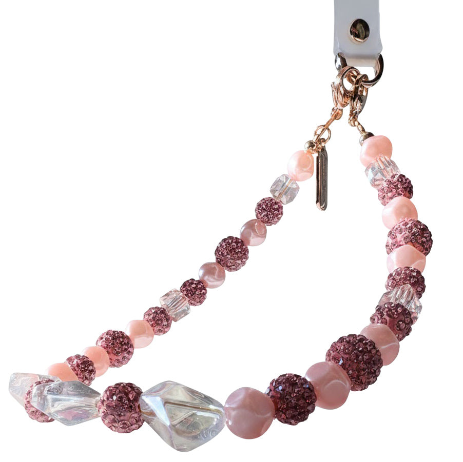 Universal-Handyband für das Handgelenk, Crong Phone Charm, rosa Perlen