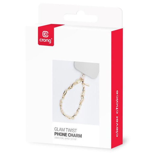 Universal-Handyband für das Handgelenk, Crong Phone Charm, eine goldene Kette mit weißen Perlen