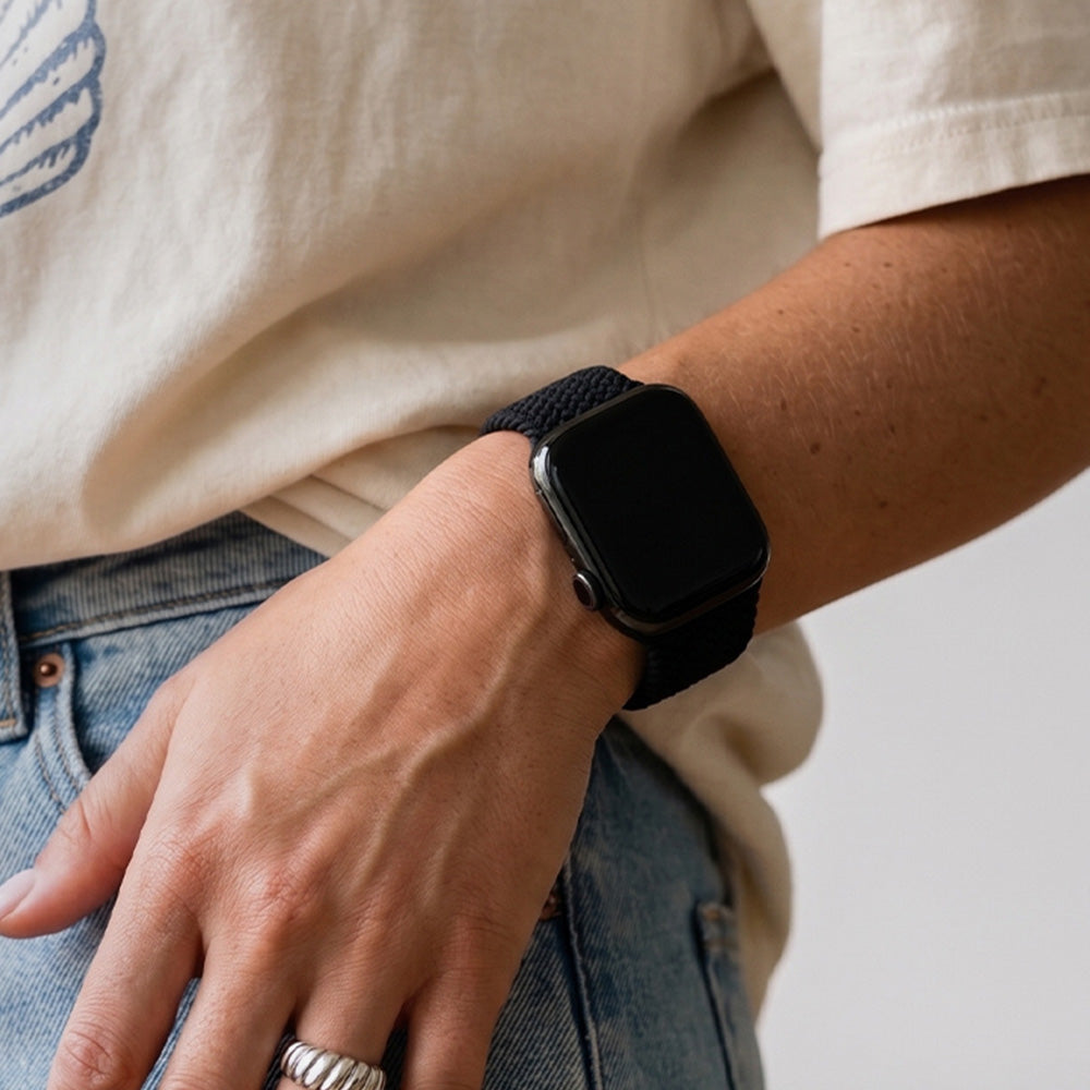 Armband für Apple Watch 42/41/40/38 mm, Crong Wave Band, Schwarz