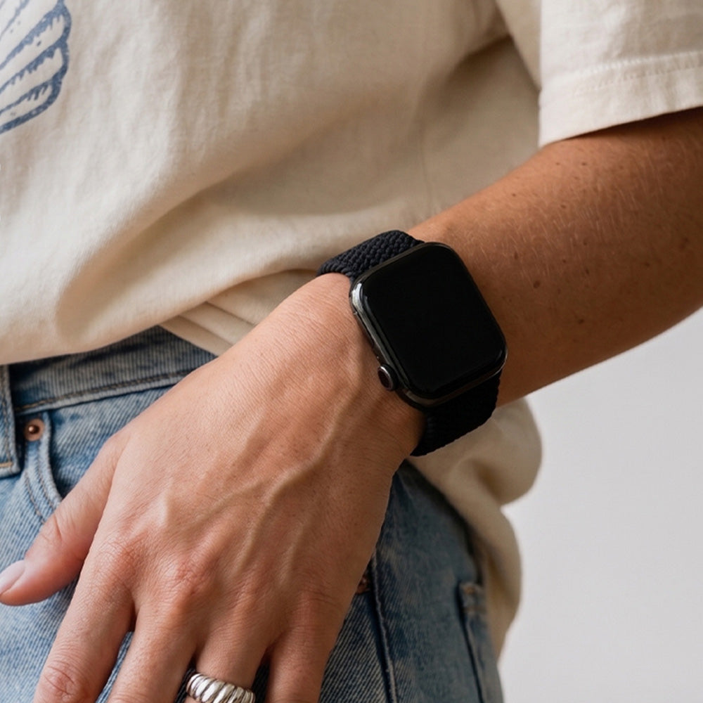 Armband für Apple Watch 49/46/45/44 mm, Crong Wave Band, Schwarz