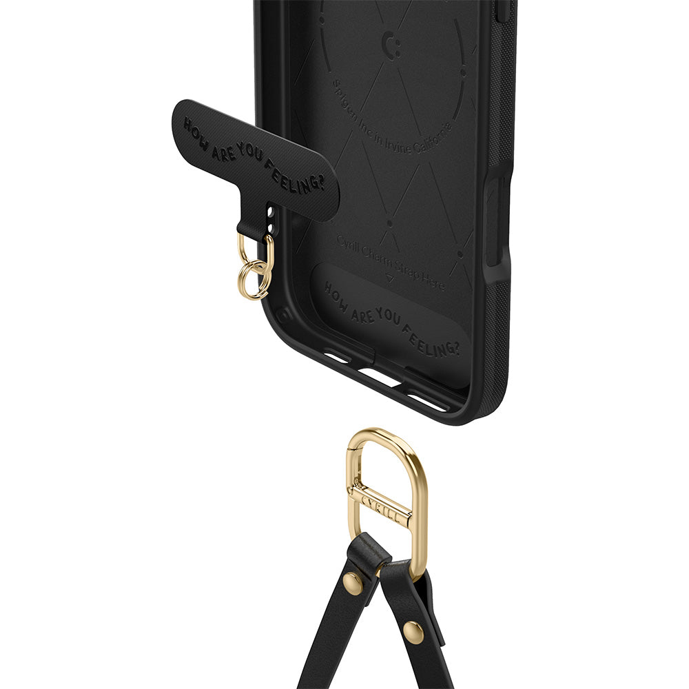 Handyhülle für iPhone 16 Pro, Spigen Cyrill Kajuk Classic Charm Mag mit MagSafe, Schwarz