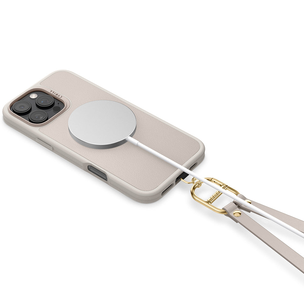 Handyhülle für iPhone 16 Pro, Spigen Cyrill Kajuk Classic Charm Mag mit MagSafe, Beige