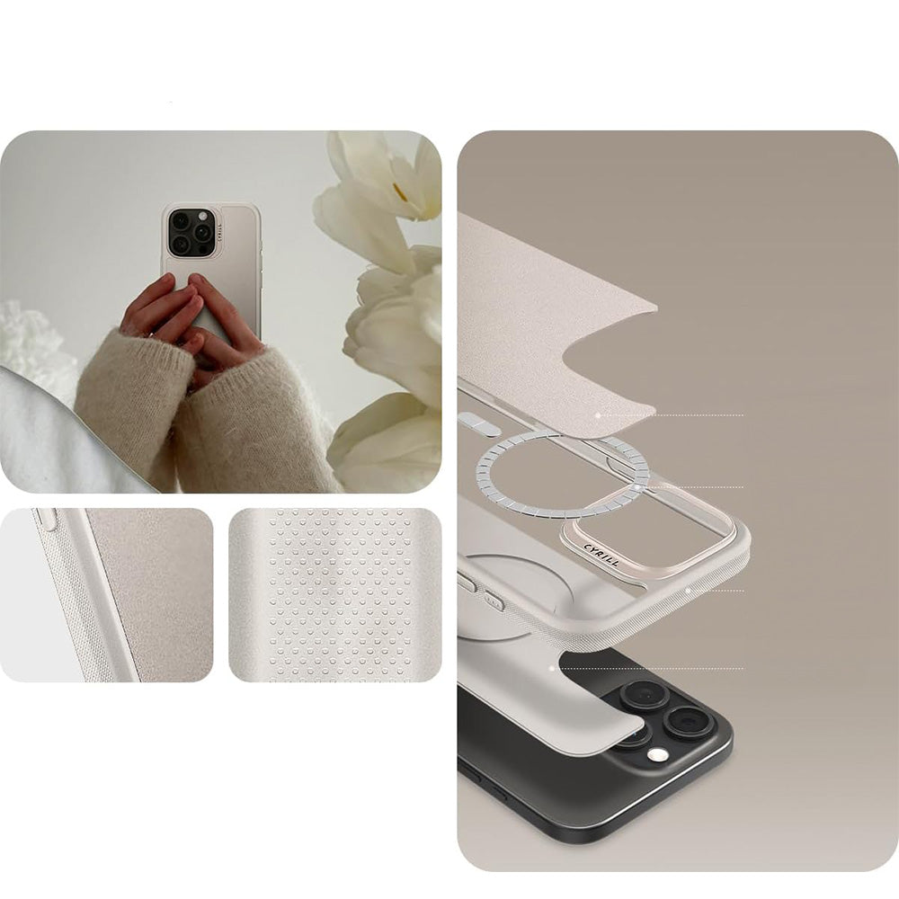 Handyhülle für iPhone 16 Pro, Spigen Cyrill Kajuk Classic Charm Mag mit MagSafe, Beige