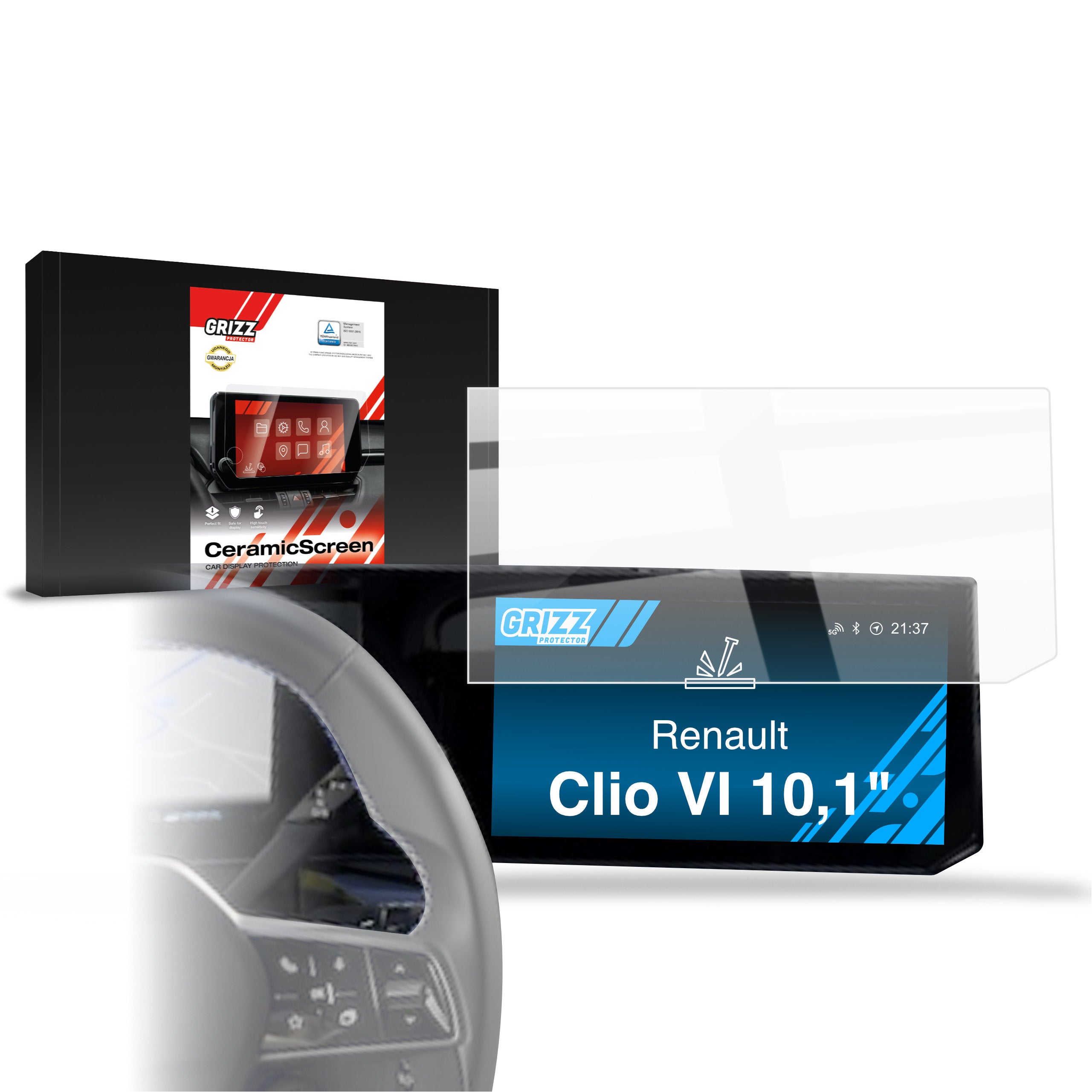 Keramische Autodisplayfolie für Renault Clio 6 10,1" (2026), Grizz Protector
