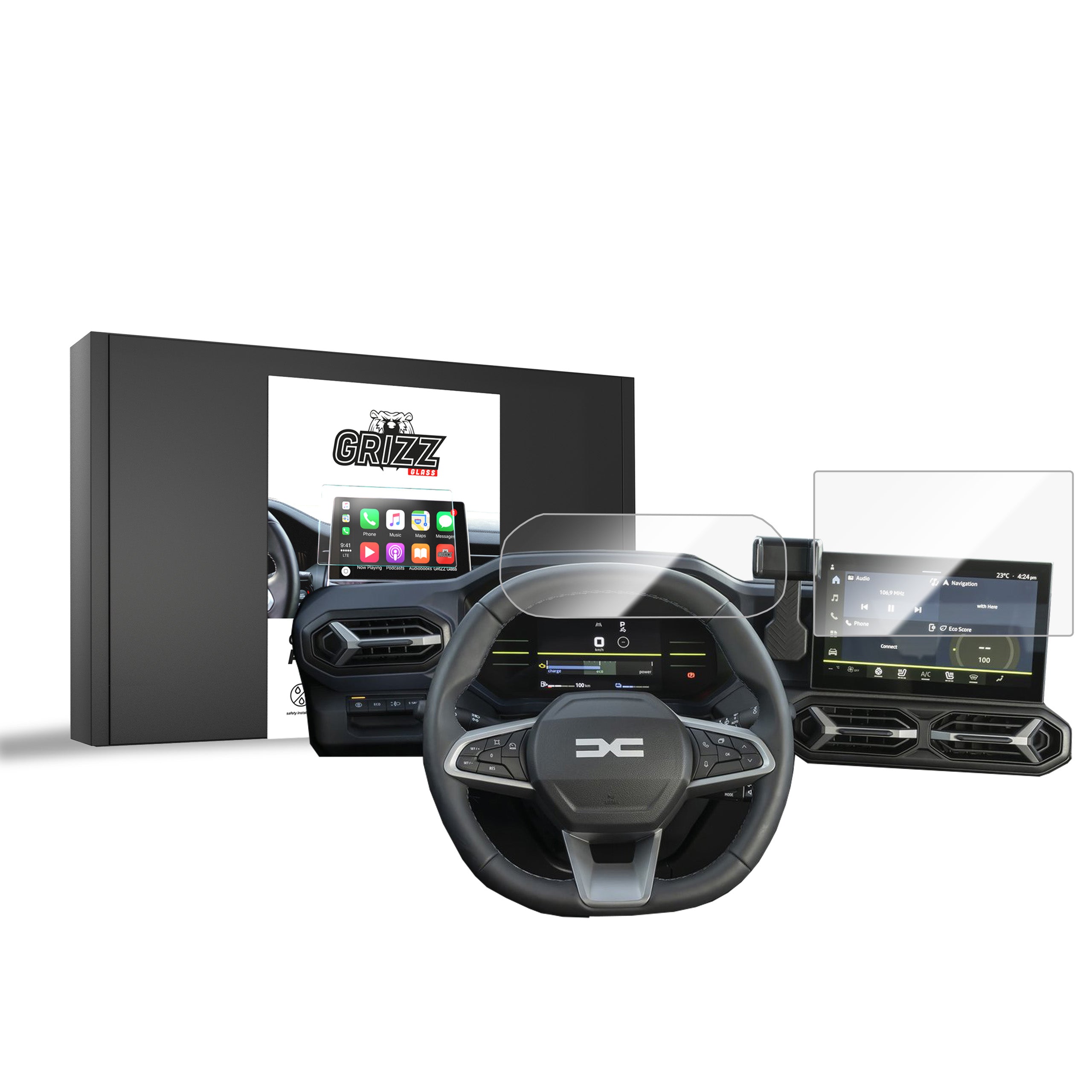 Keramische Autodisplayfolie 2in1 für Dacia Duster 10" (2024-2026), Grizz Protector
