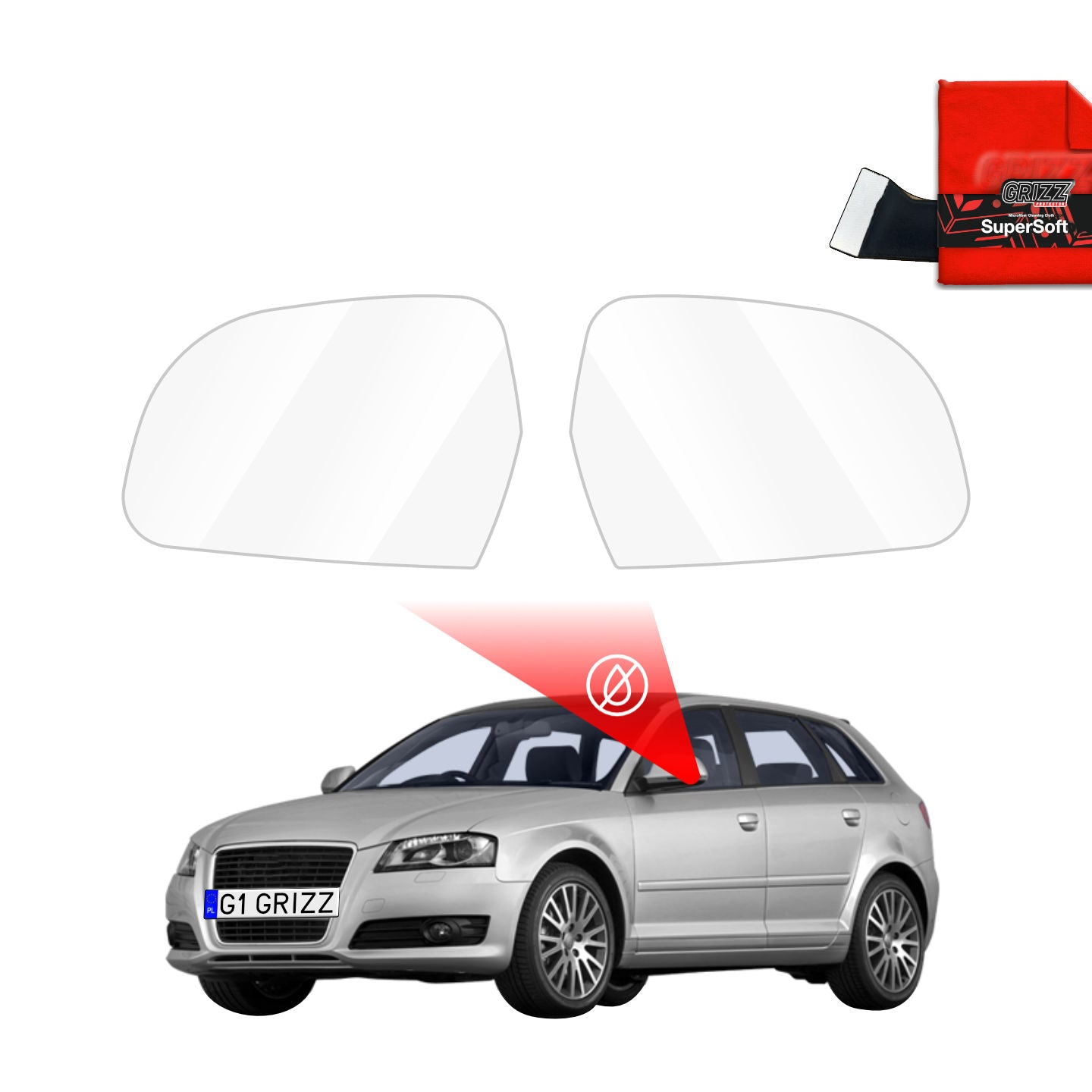 Regenschutzfolie Grizz Protector für Außenspiegel - Audi A3 8P (2008-2013)
