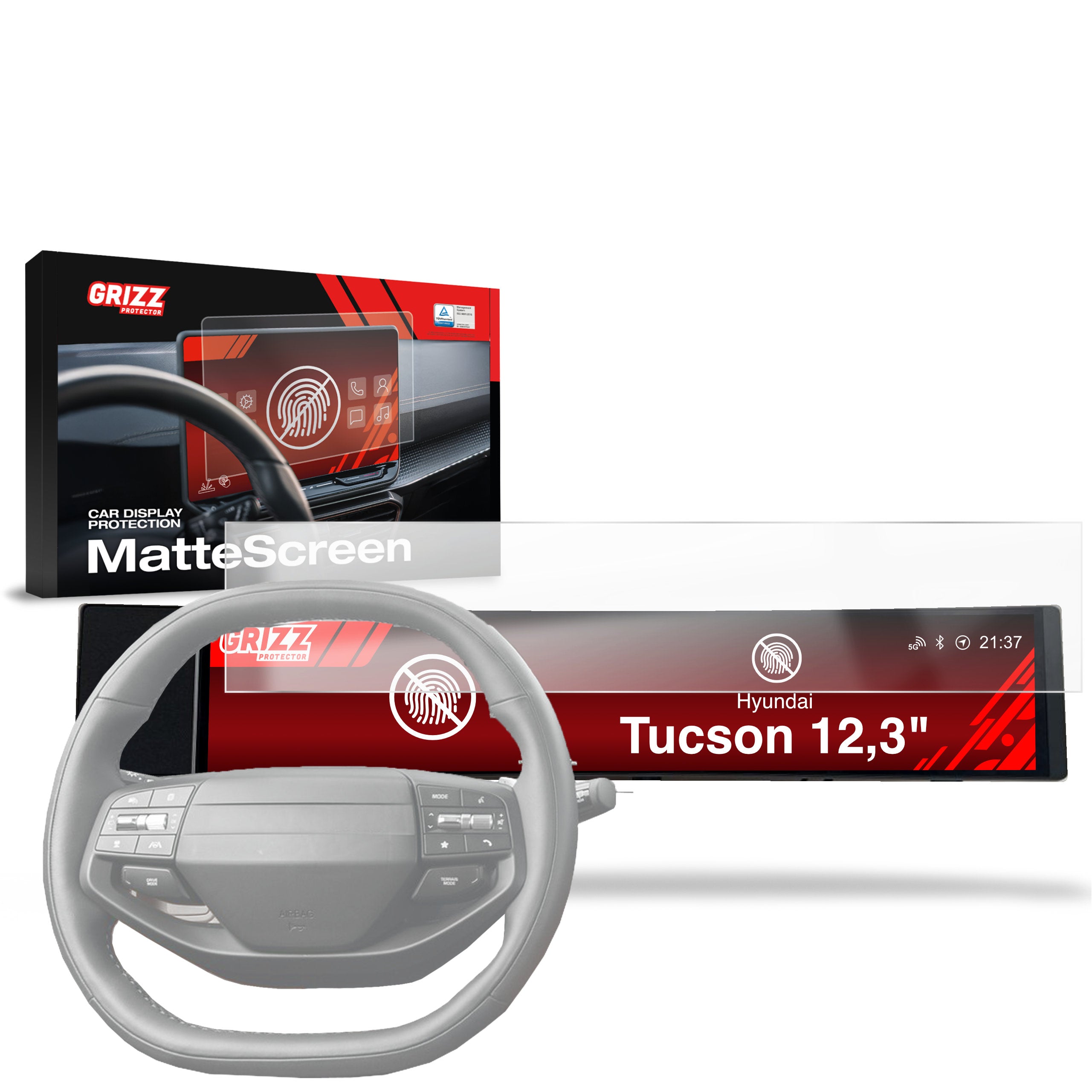 Matte Autodisplayfolie 2in1 für Hyundai Tucson 12,3" (2024-2026), Grizz Protector