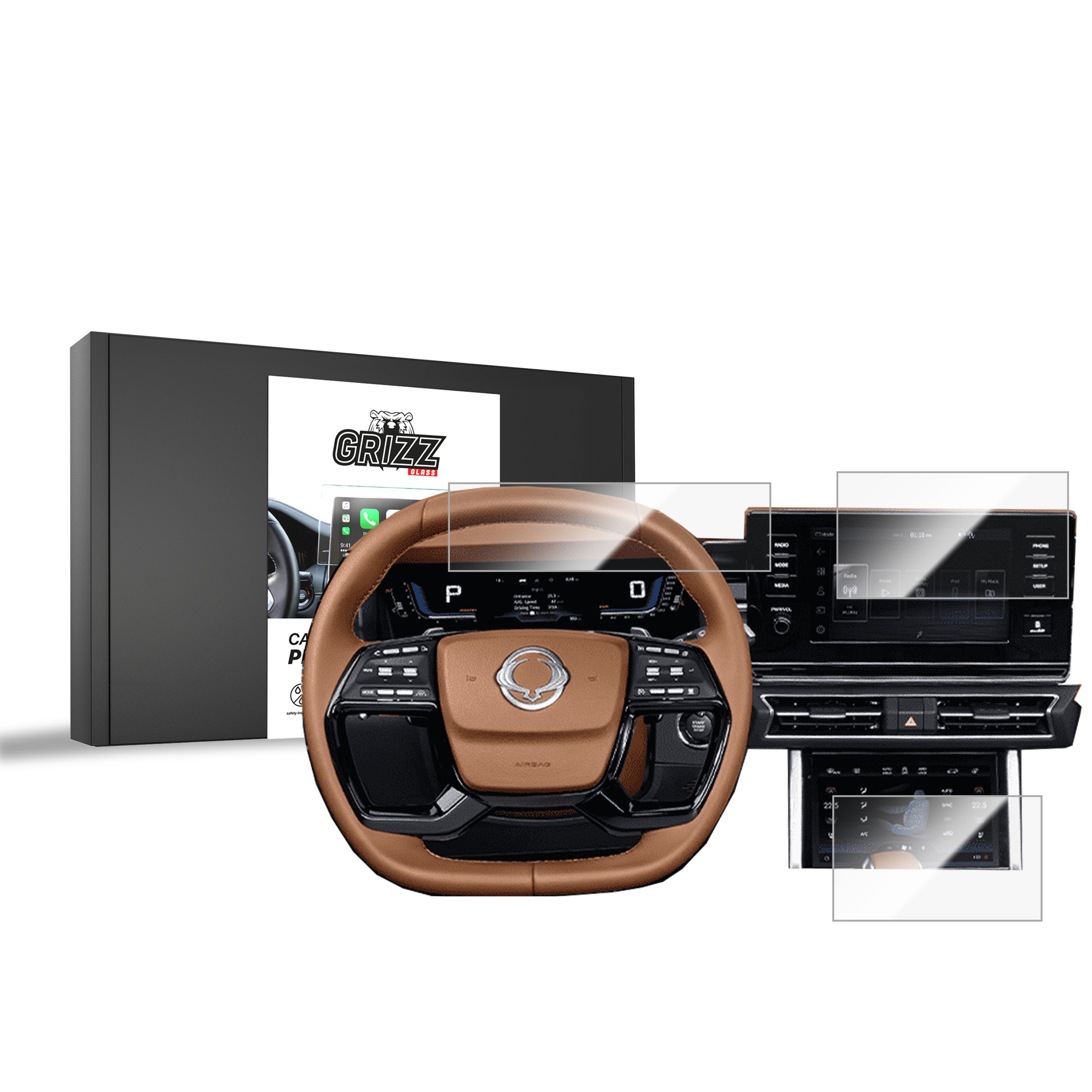 Keramische Autodisplayfolie 3in1 für SsangYong Torres 9" (2023-2026), Grizz Protector