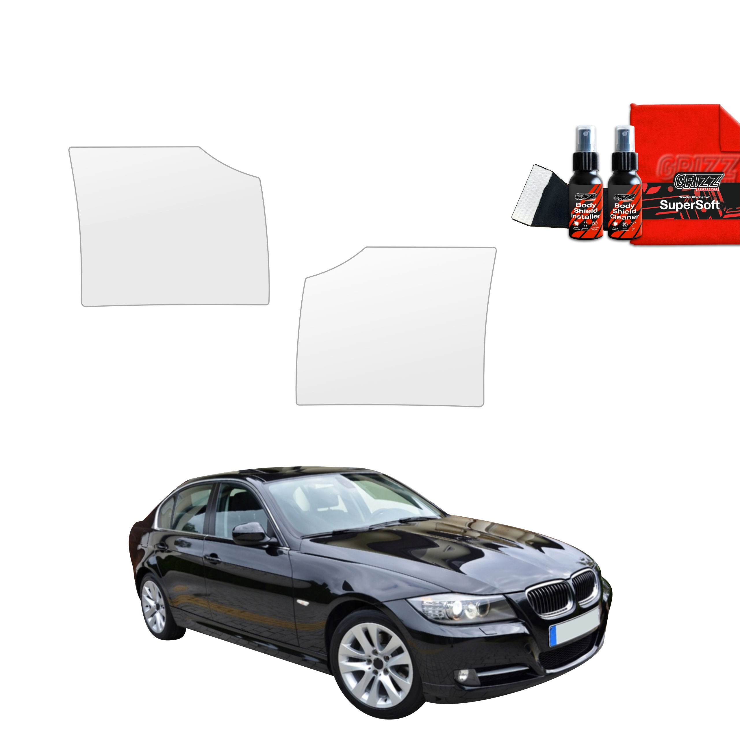 2in1 Schutzfolie Grizz Protector für hinteren & vorderen Seitenschwelle - BMW 3 E90 Sedan LCI (2008-2012)