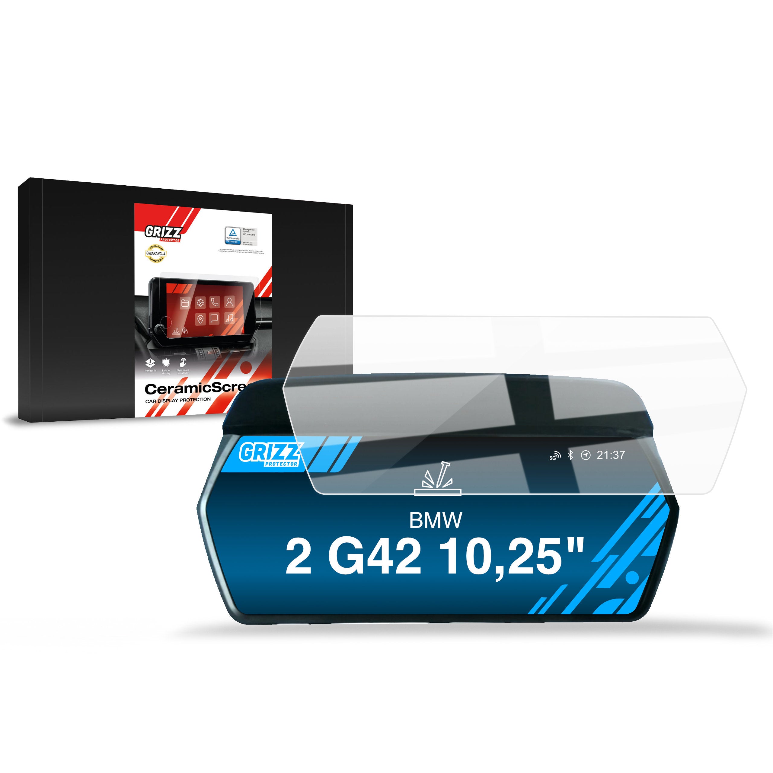 Keramische Autodisplayfolie für BMW 2 G42 Live Cockpit 10,25" (2021-2024), Grizz Protector
