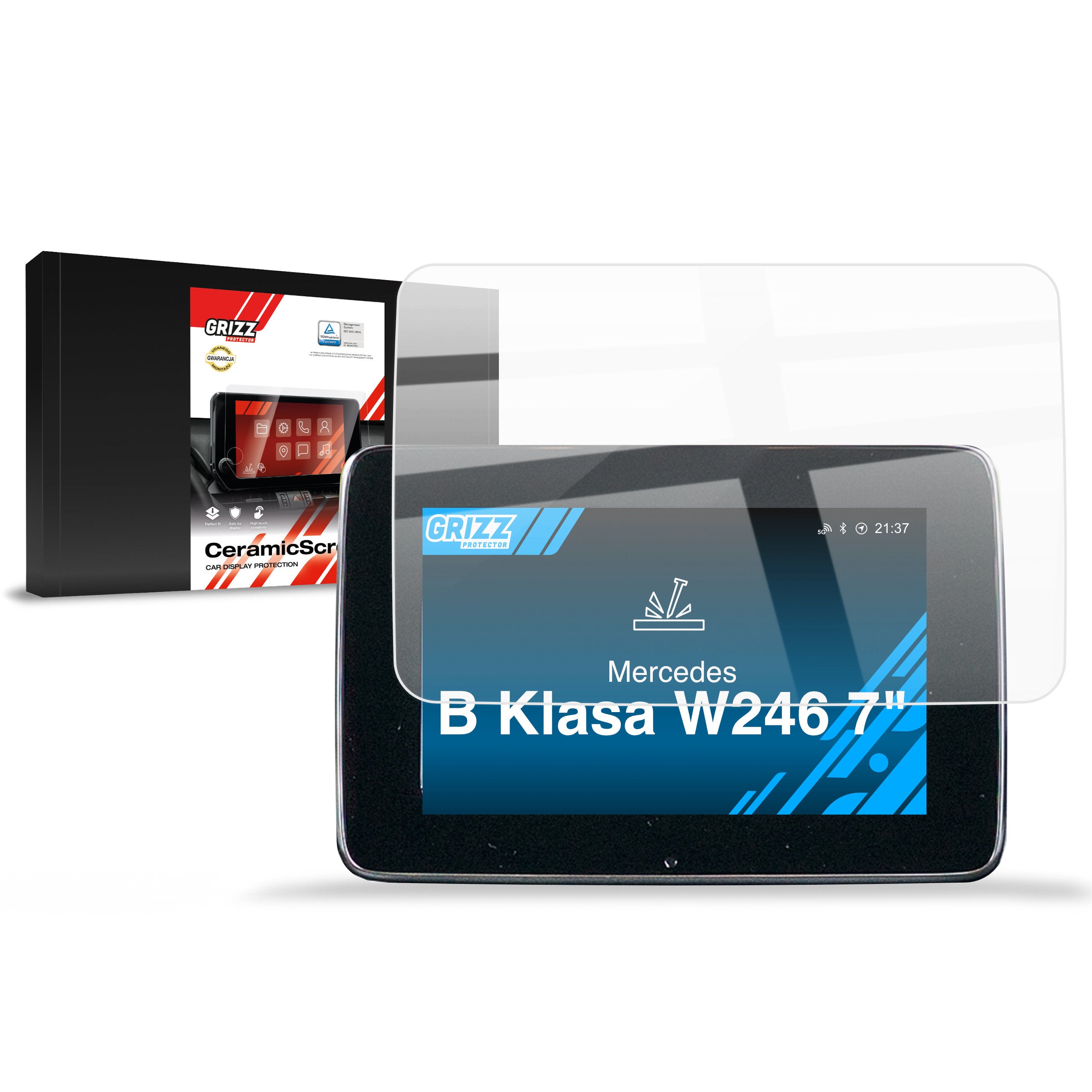 Keramische Autodisplayfolie für Mercedes B Klasse W246 7" (2011-2018), Grizz Protector
