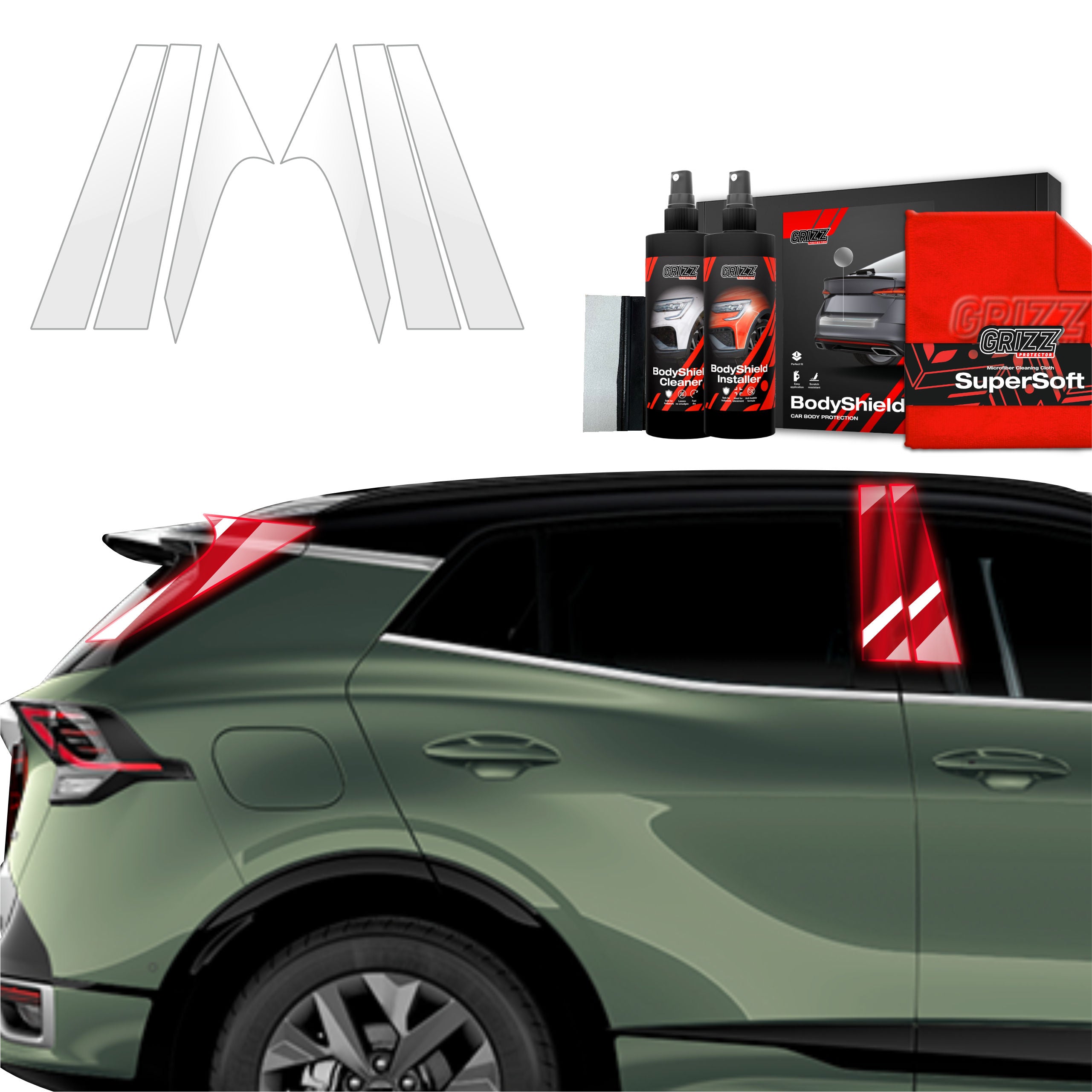 6in1 Schutzfolie Grizz Protector für B-C-Säule - Kia Sportage 5 (2021-2025)
