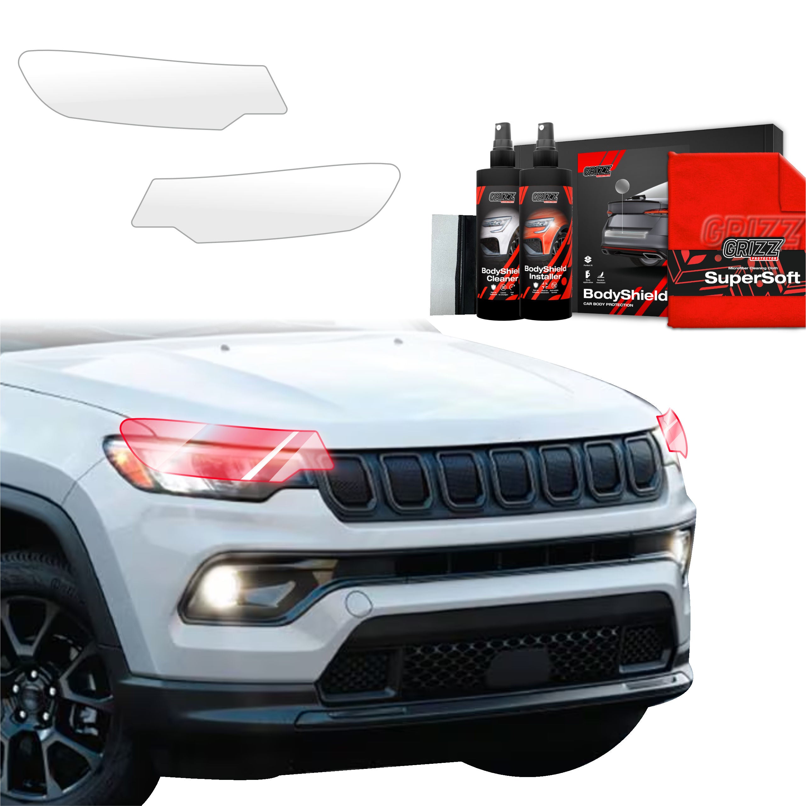 2in1 Schutzfolie Grizz Protector für Scheinwerfer - Jeep Compass (2020-2024)