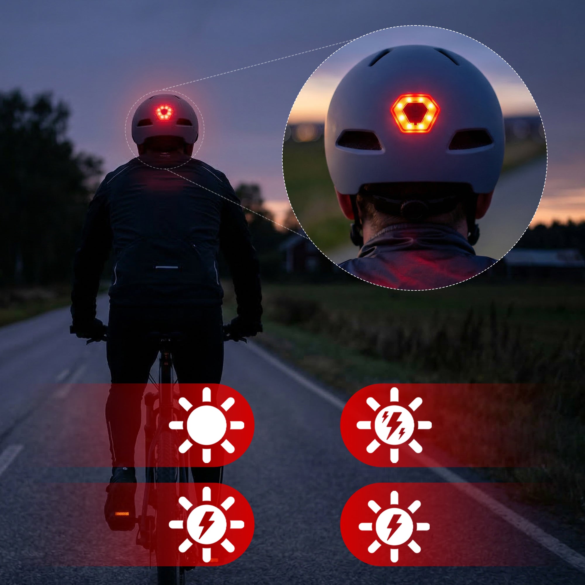 Fahrradhelm mit LED-Licht, Vayox Street VA0423GREM 55-58 cm, Grau