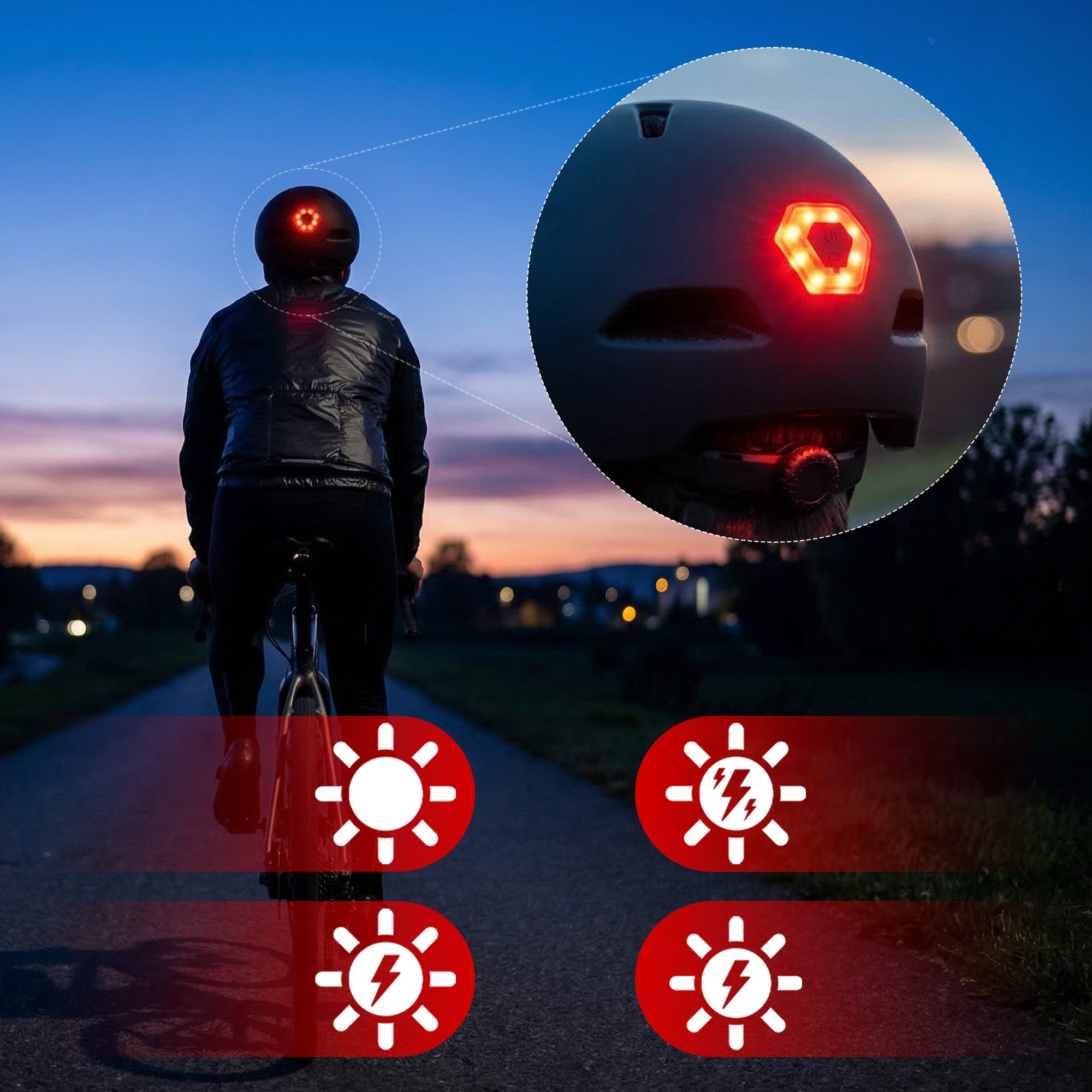 Fahrradhelm mit LED-Licht, Vayox Street VA0423BMM 55-58 cm, Schwarz