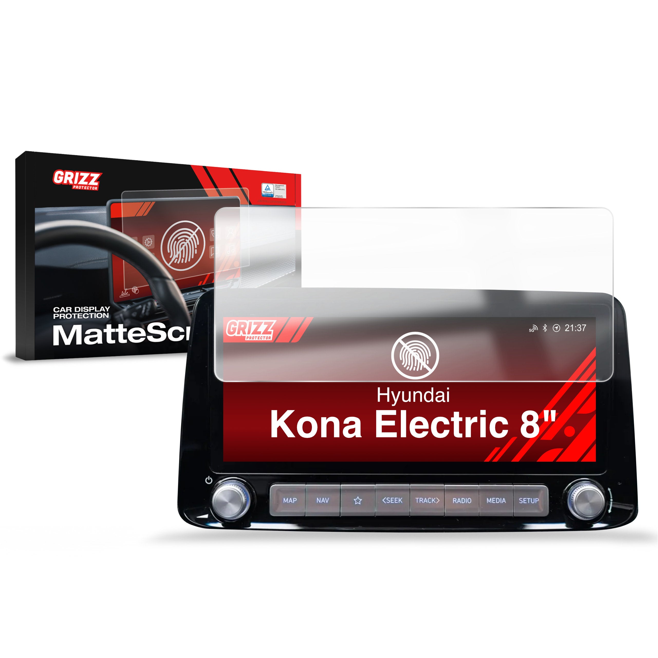 Matte Autodisplayfolie für Hyundai Kona Electric (2018-2023), Grizz Protector