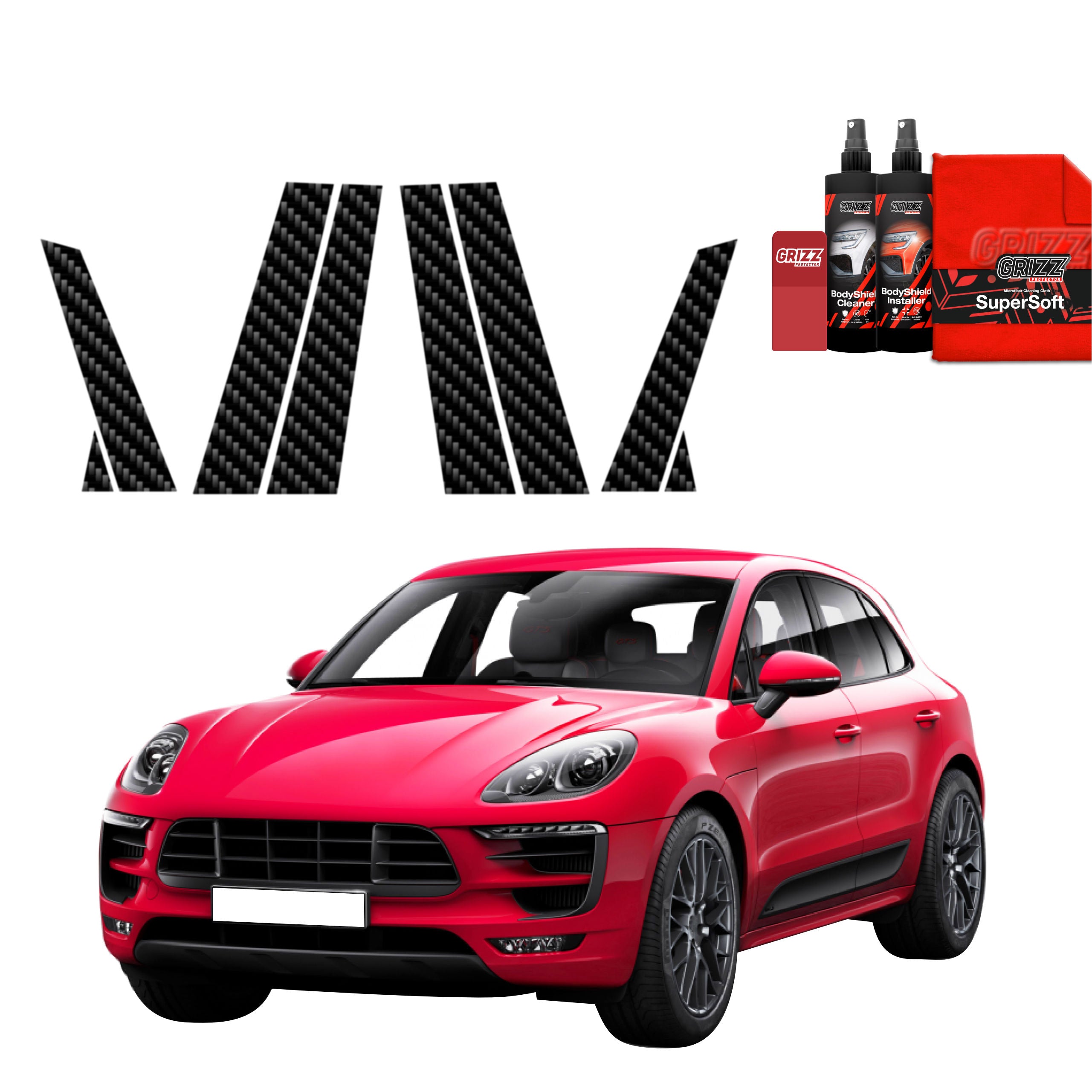 8in1 Kohlenstoff Schutzfolie Grizz Protector für B-C-Säule - Porsche Macan GTS (2021-2024)
