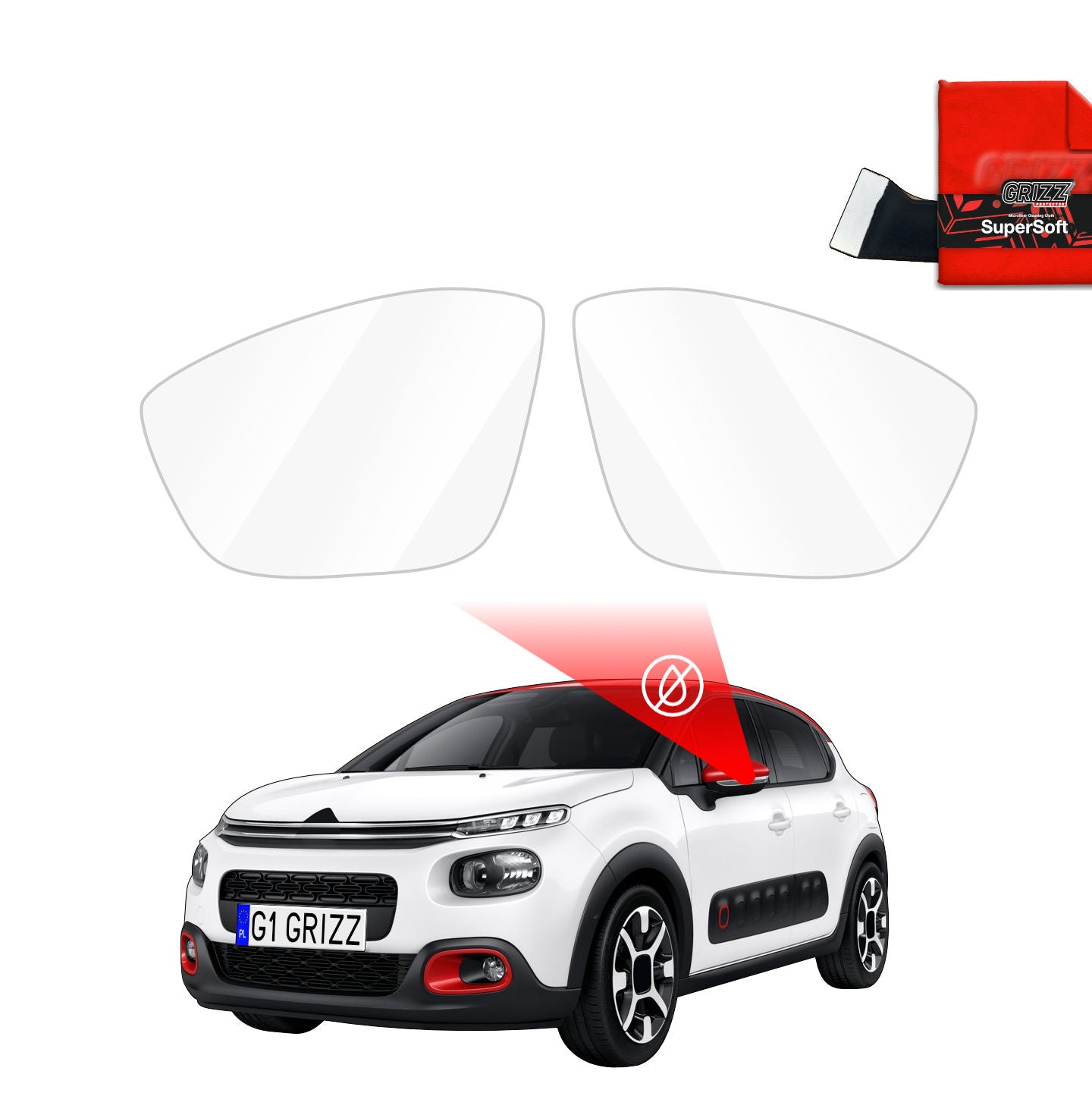 Regenschutzfolie Grizz Protector für Außenspiegel - Citroen C3 3 (2016-2020)