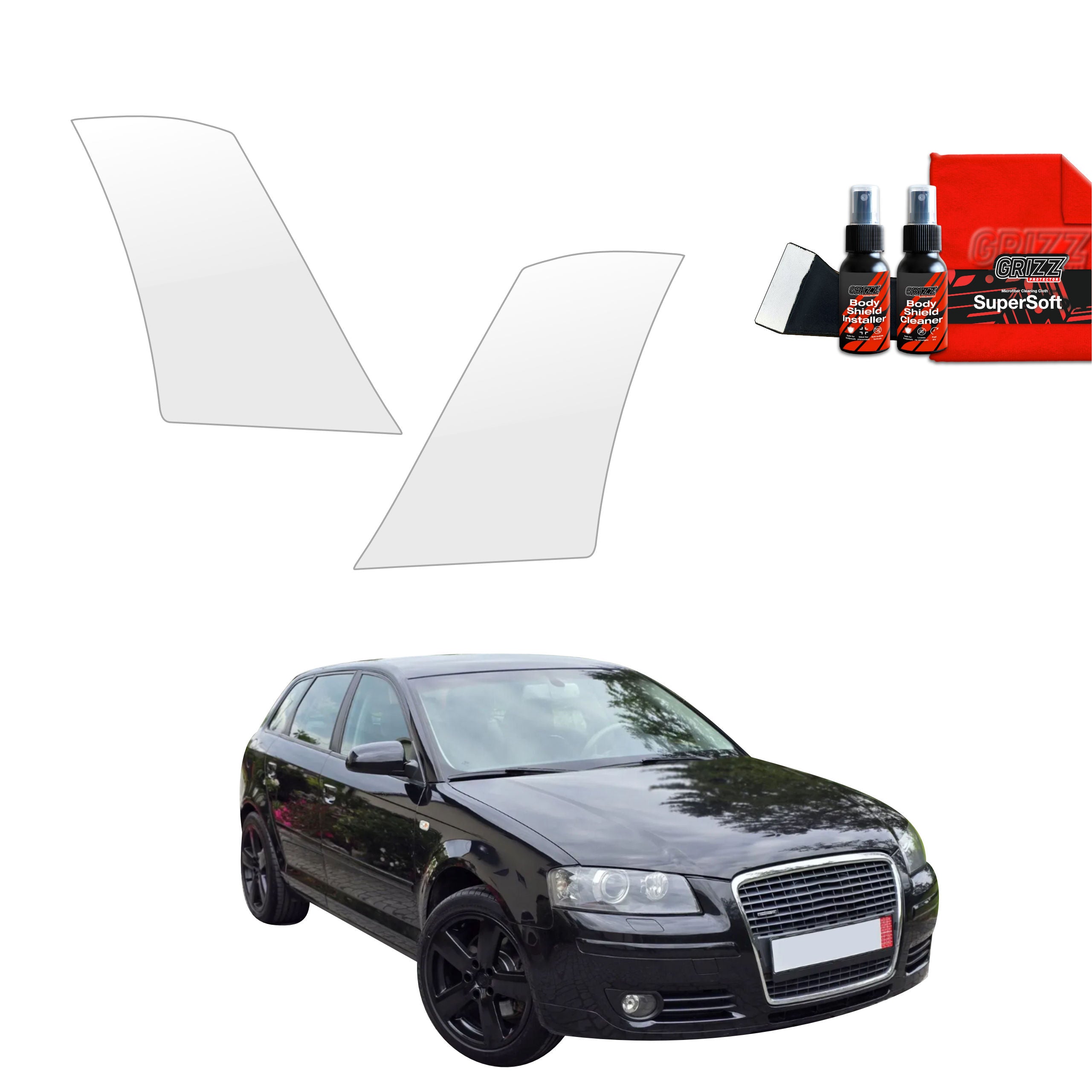2in1 Schutzfolie Grizz Protector für hinteren & vorderen Seitenschwelle - Audi A3 8P Hatchback 5D (2003-2008)