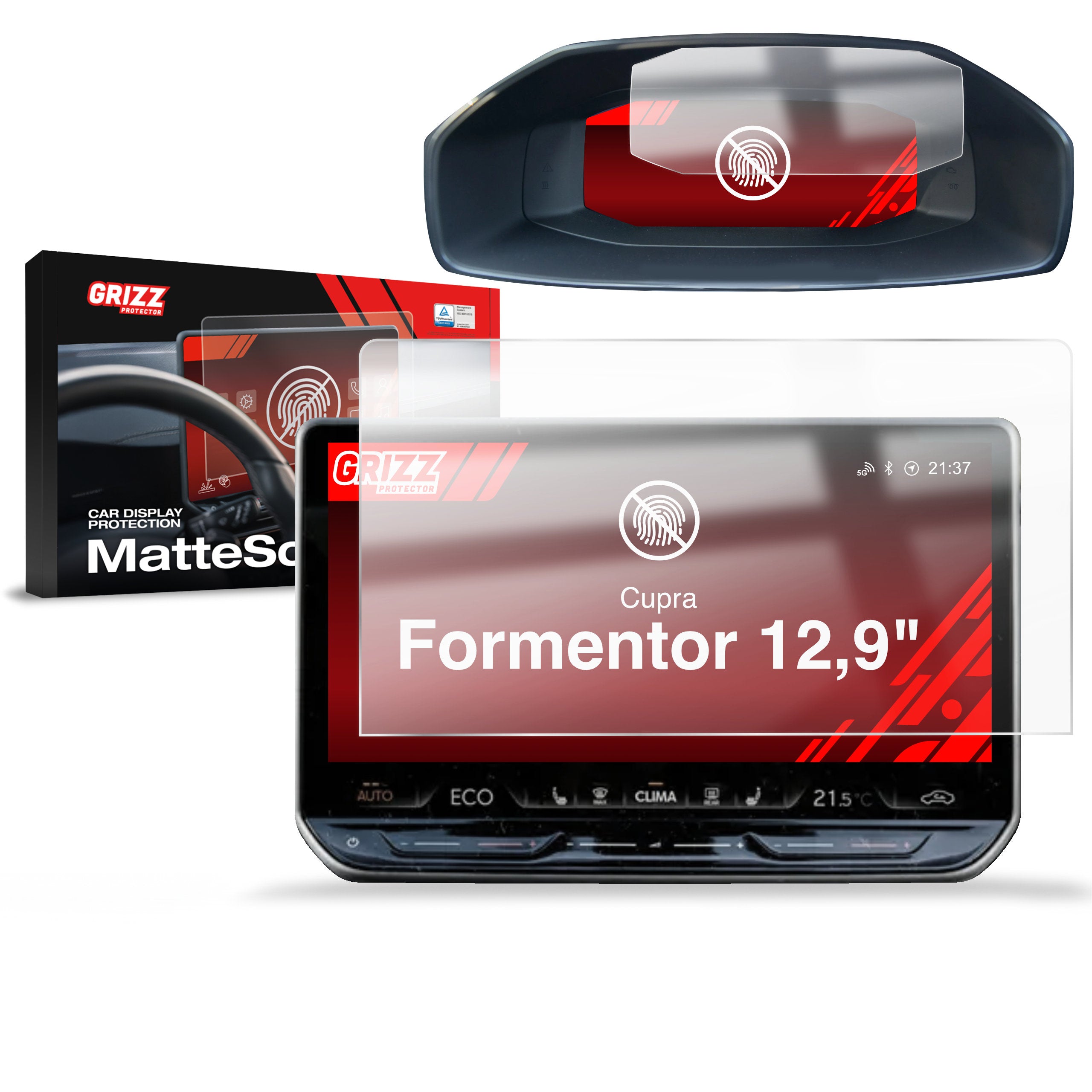 Matte Autodisplayfolie 2in1 für Cupra Formentor 12,9" (2024-2026), Grizz Protector