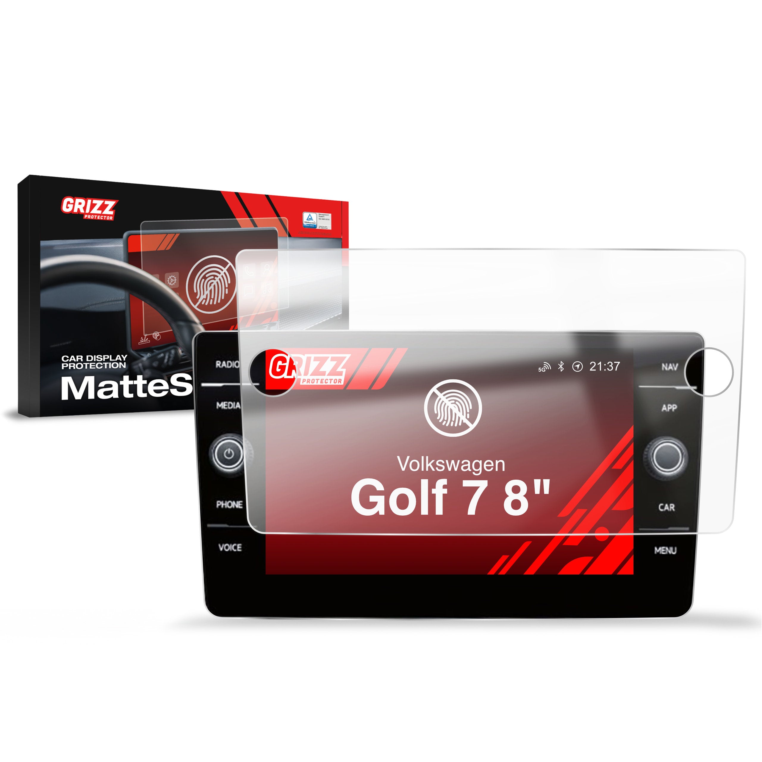 Matte Autodisplayfolie für Volkswagen Golf 7 Discover Media (2017-2020), Grizz Protector