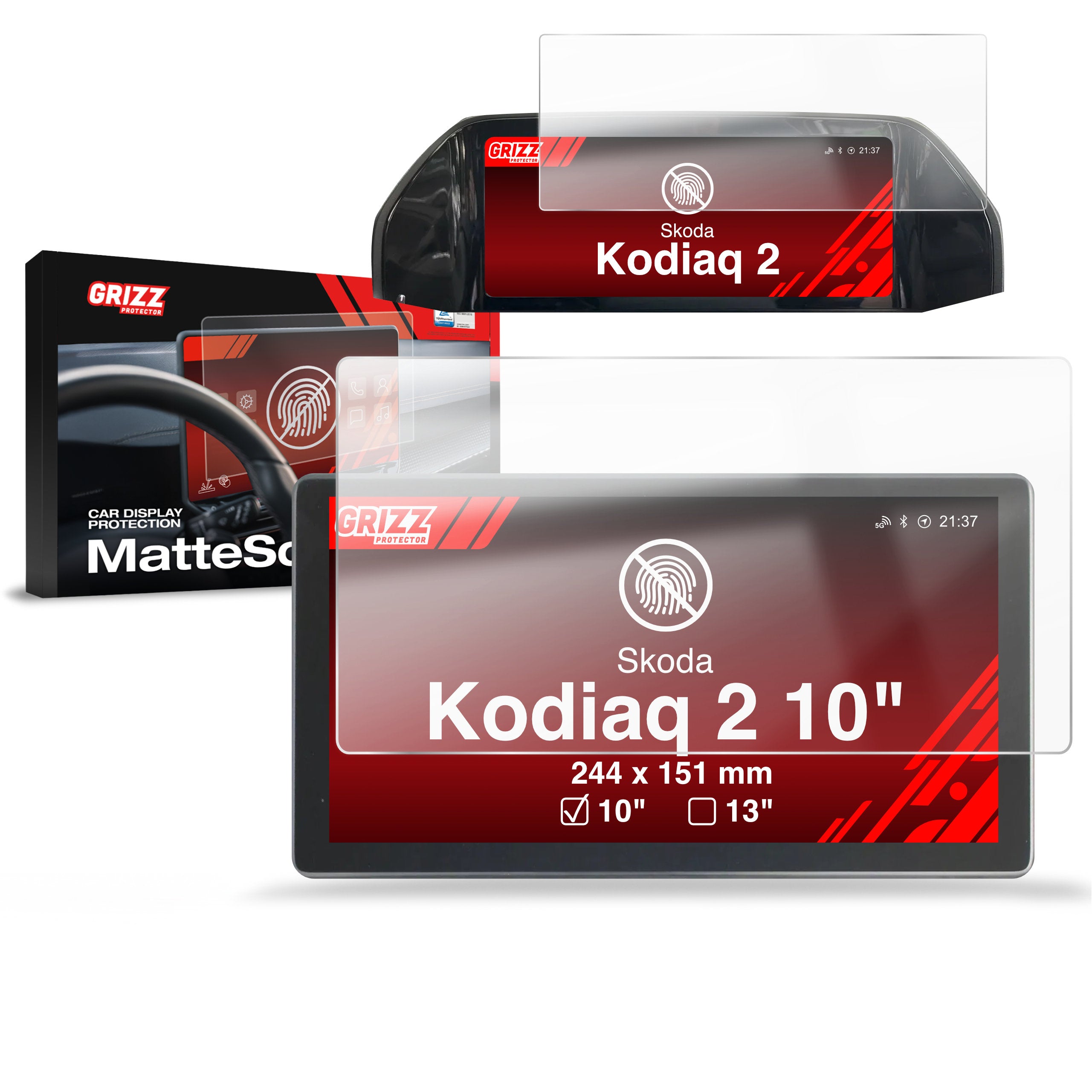 Matte Autodisplayfolie 2in1 für Skoda Kodiaq 2 10" (2024-2026), Grizz Protector