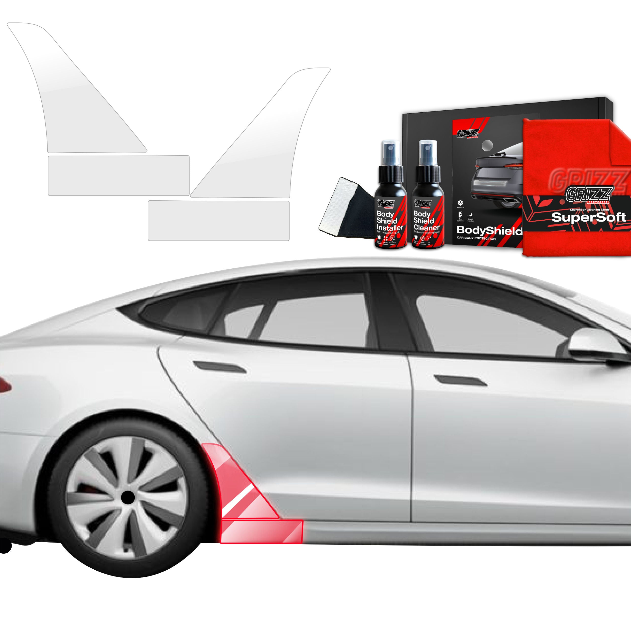 4in1 Schutzfolie Grizz Protector für hinteren Seitenschweller - Tesla Model S (2023-2026)