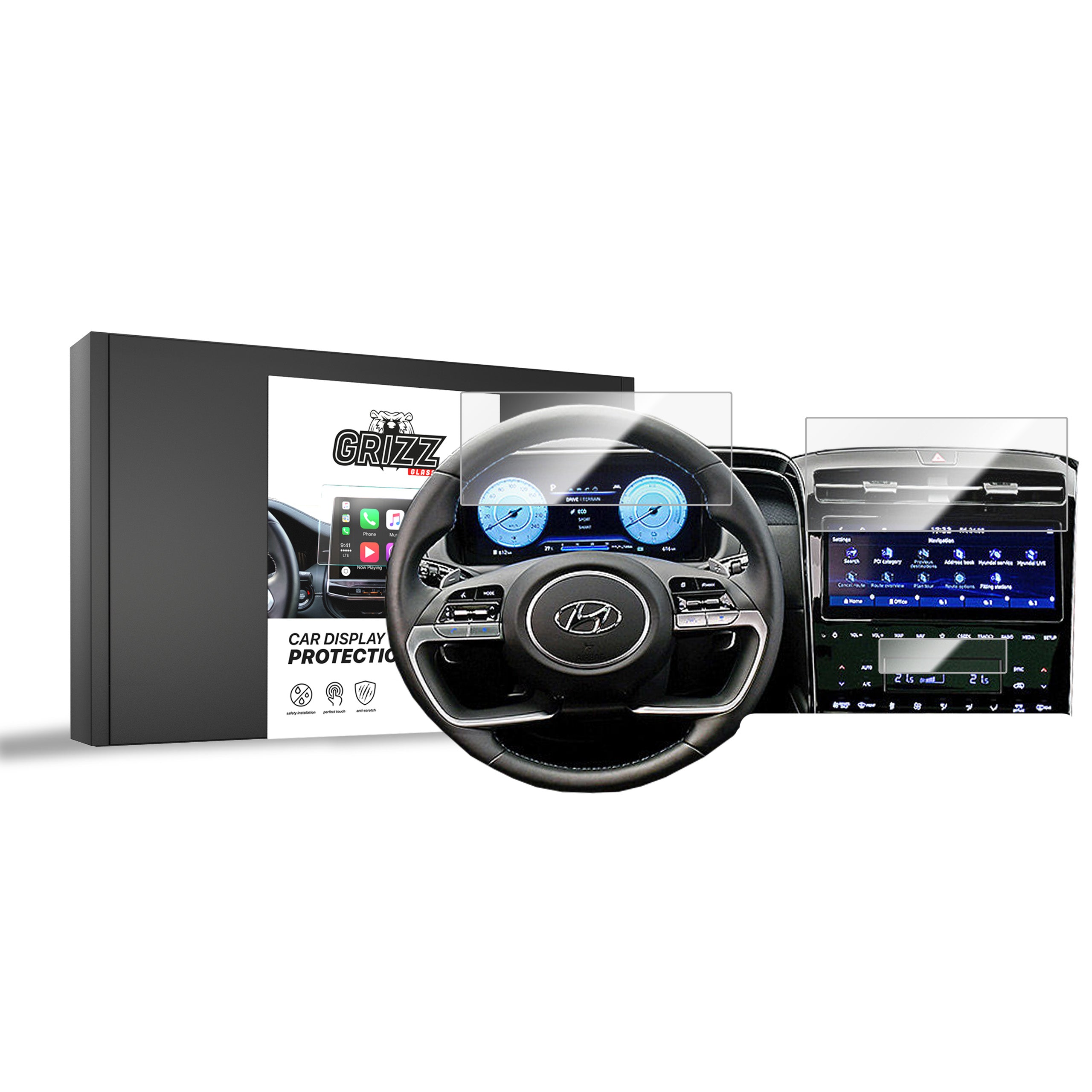 Keramische Autodisplayfolie 3in1 für Hyundai Tucson 10,25" (2020-2024), Grizz Protector