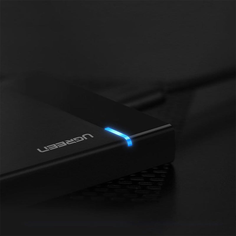 Antriebstasche HDD SSD, Laufwerksgehäuse SATA 2,5'' USB 3.2 Gen 1 (5 Gbps) micro USB SuperSpeed + Kabel 0,5 m, Ugreen, Schwarz