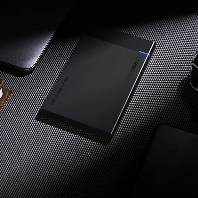 Antriebstasche HDD SSD, Laufwerksgehäuse SATA 2,5'' USB 3.2 Gen 1 (5 Gbps) micro USB SuperSpeed + Kabel 0,5 m, Ugreen, Schwarz