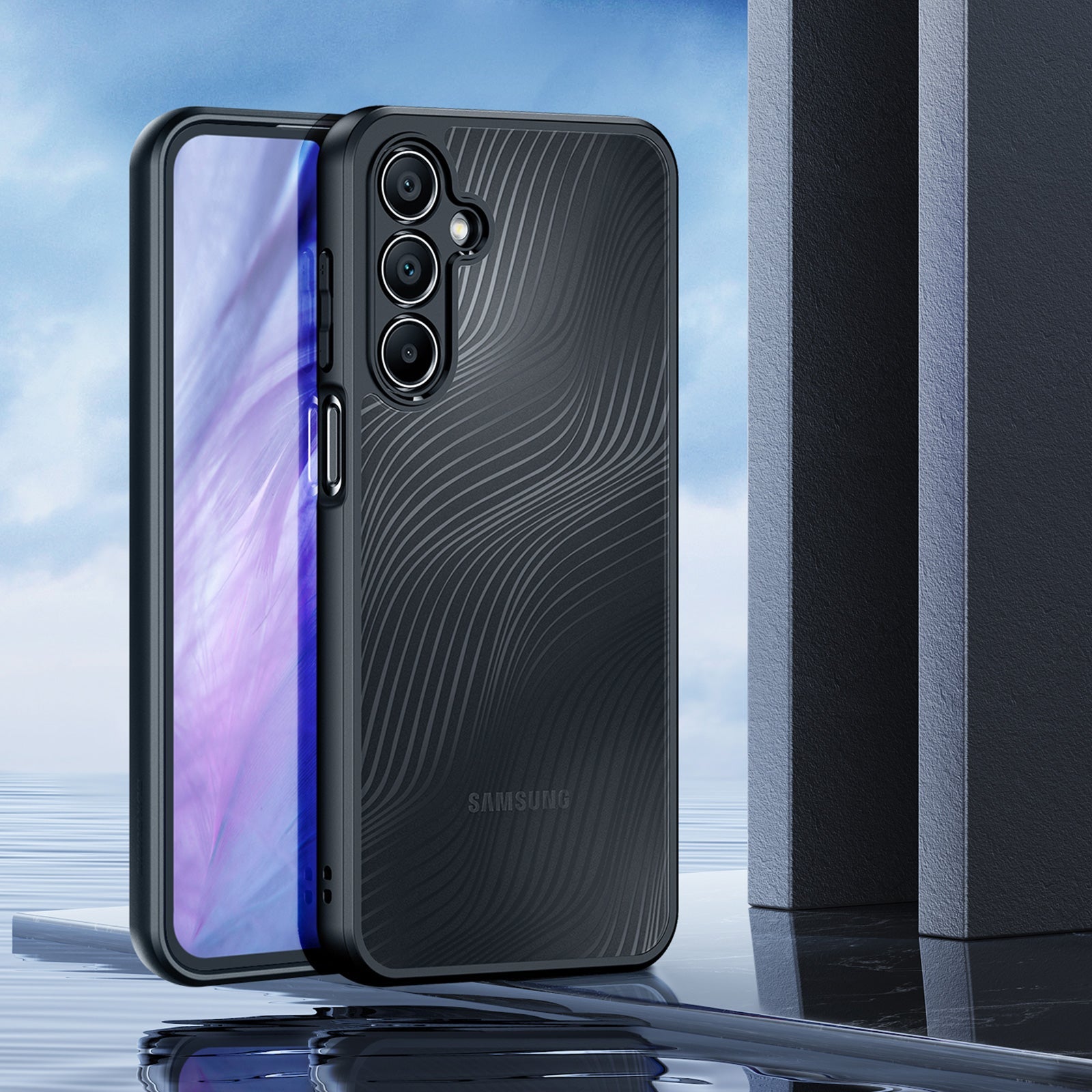 Handyhülle für Galaxy A16 5G / 4G, Dux Ducis Aimo, Transparent mit schwarzen Rahmen