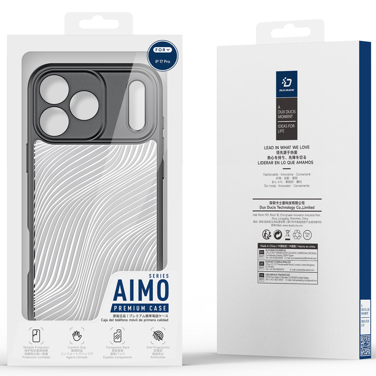 Handyhülle für iPhone 17 Pro, Dux Ducis Aimo, Transparent mit schwarzen Rahmen