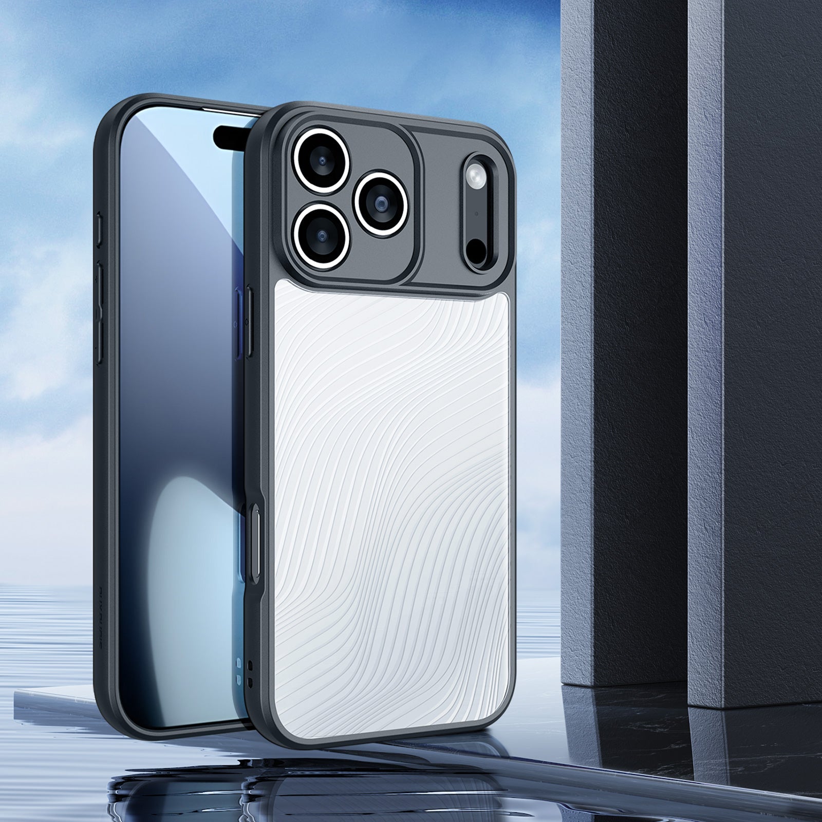 Handyhülle für iPhone 17 Pro, Dux Ducis Aimo, Transparent mit schwarzen Rahmen