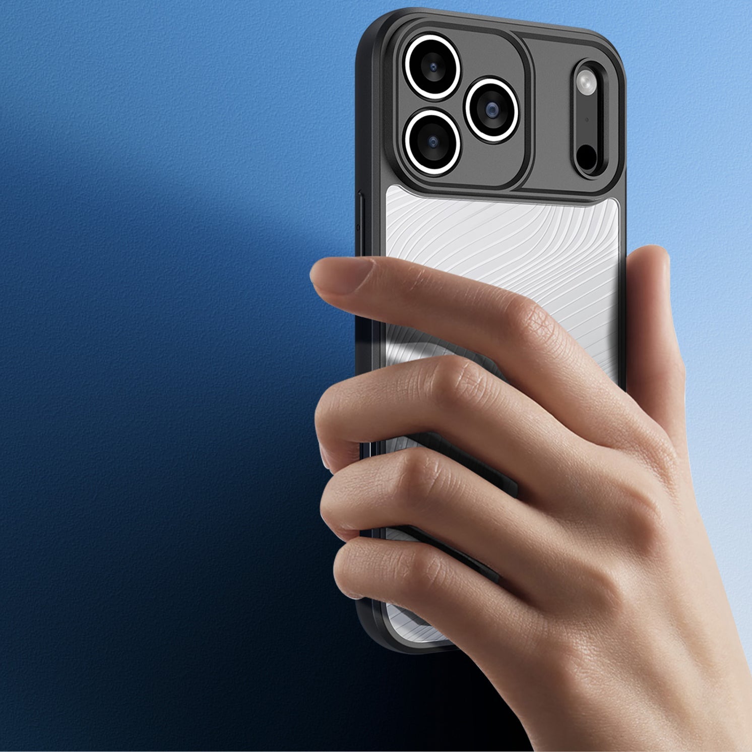 Handyhülle für iPhone 17 Pro, Dux Ducis Aimo, Transparent mit schwarzen Rahmen