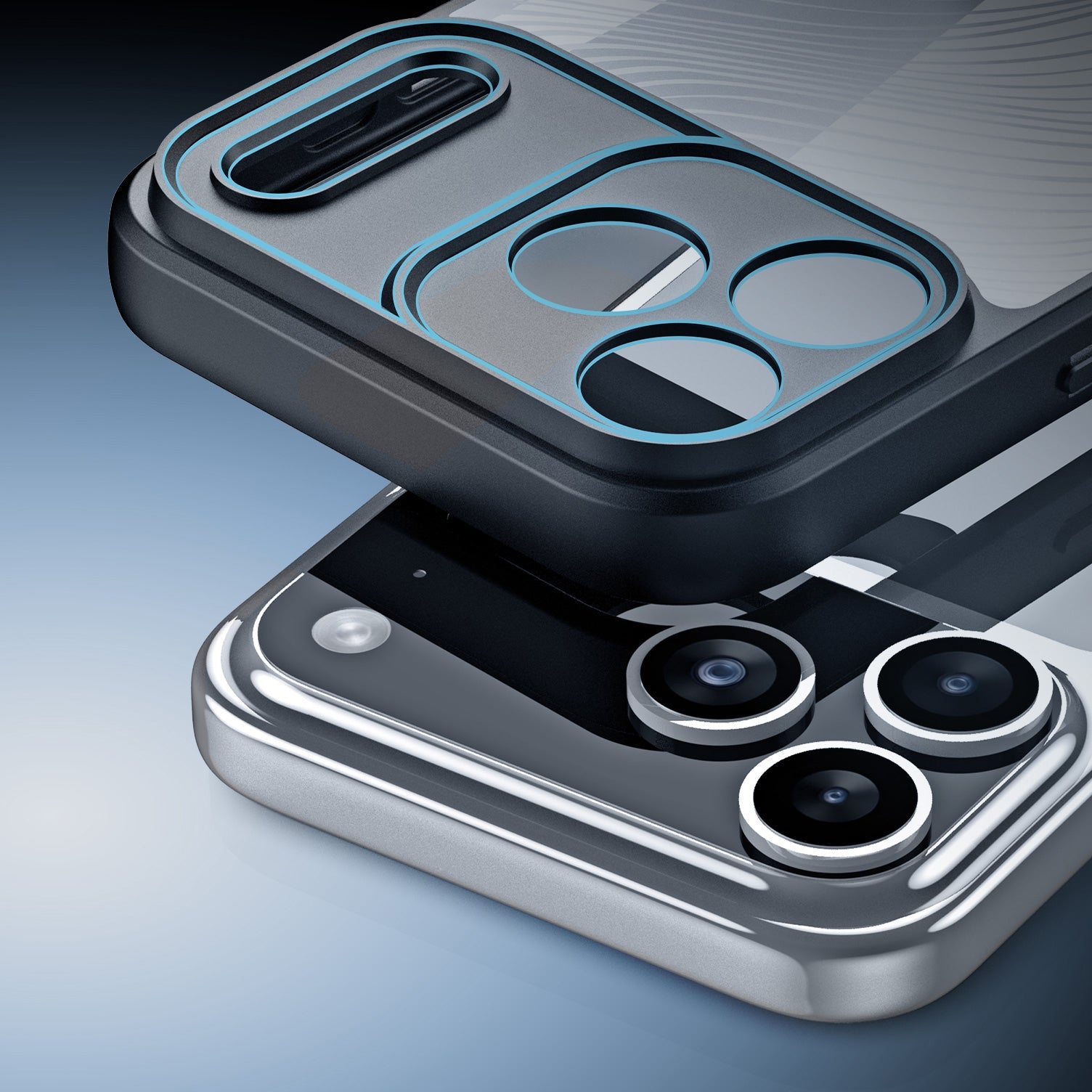 Handyhülle für iPhone 17 Pro, Dux Ducis Aimo, Transparent mit schwarzen Rahmen